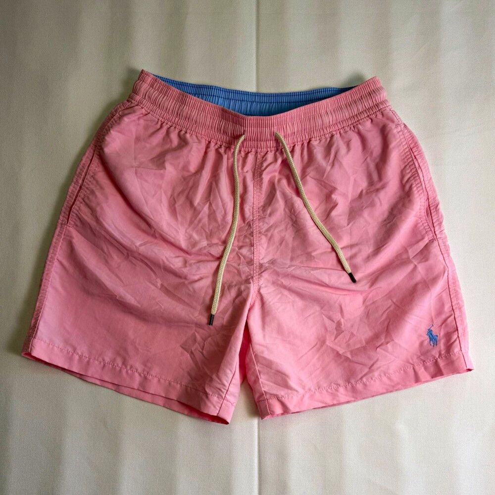 Polo Ralph Lauren Men's Pink Solid Swim Trunks Size S Regular Mesh Lined